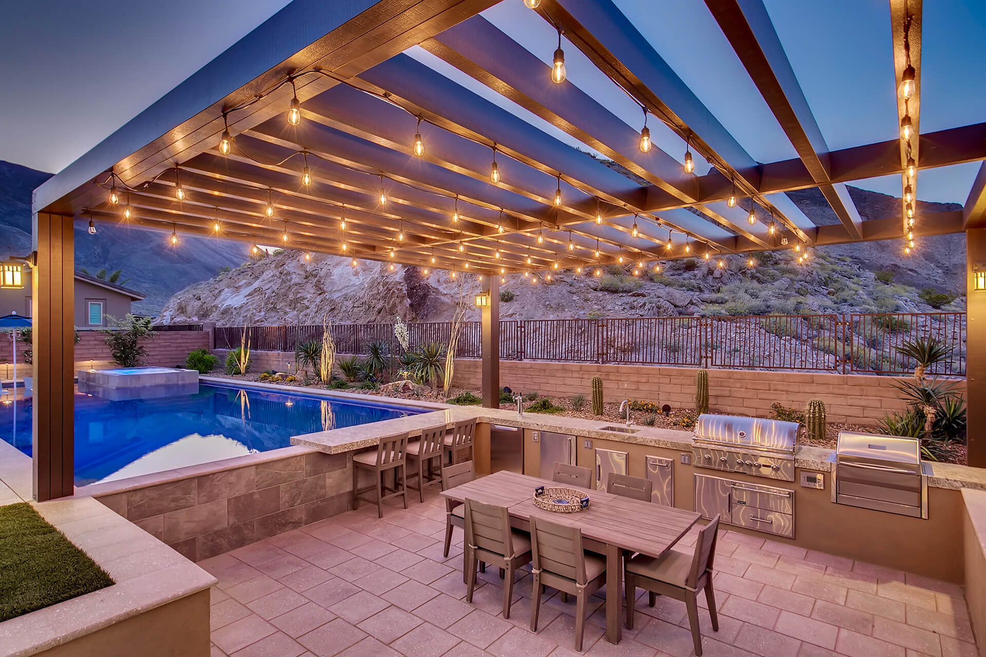 Custom Outdoor Kitchen and Living Area Design and Construction by Custom Outdoor Living of Las Vegas, Nevada